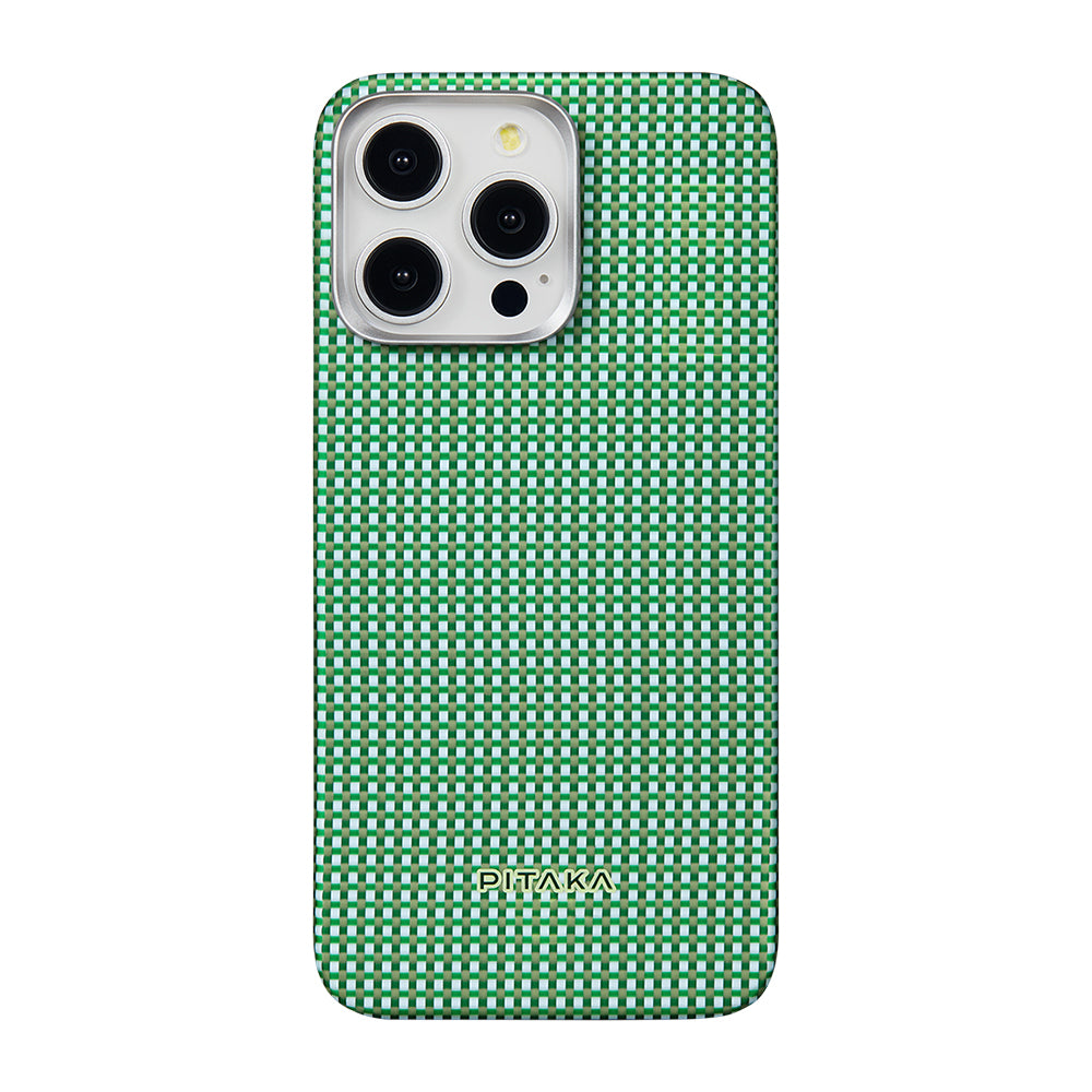 Pitaka Ultra-Slim Classic Serisi iPhone 15 Pro Max Magsafe Aramid Fiber Forest Green Kılıf Pitaka Ultra-Slim Classic Serisi iPhone 15 Pro Max Magsafe Aramid Fiber Forest Green Kılıf
